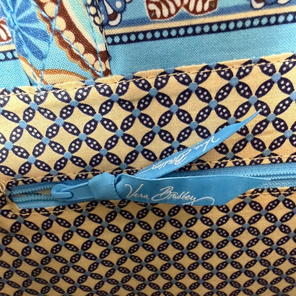 Vera Bradley Bali Blue Tiki Tote Rattan Straw Beach Bag Retired 2009 - Picture 10 of 16